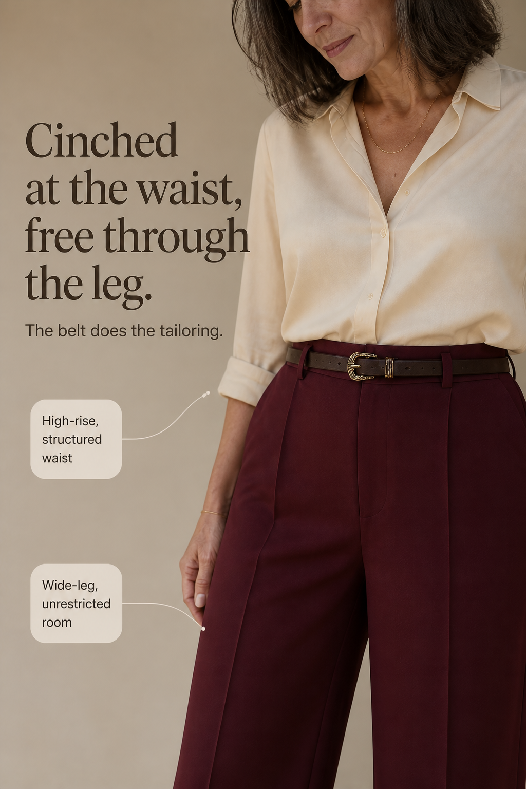 High-Waisted Wide-Leg Trousers With Belt