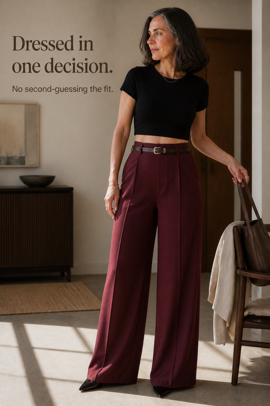 High-Waisted Wide-Leg Trousers With Belt