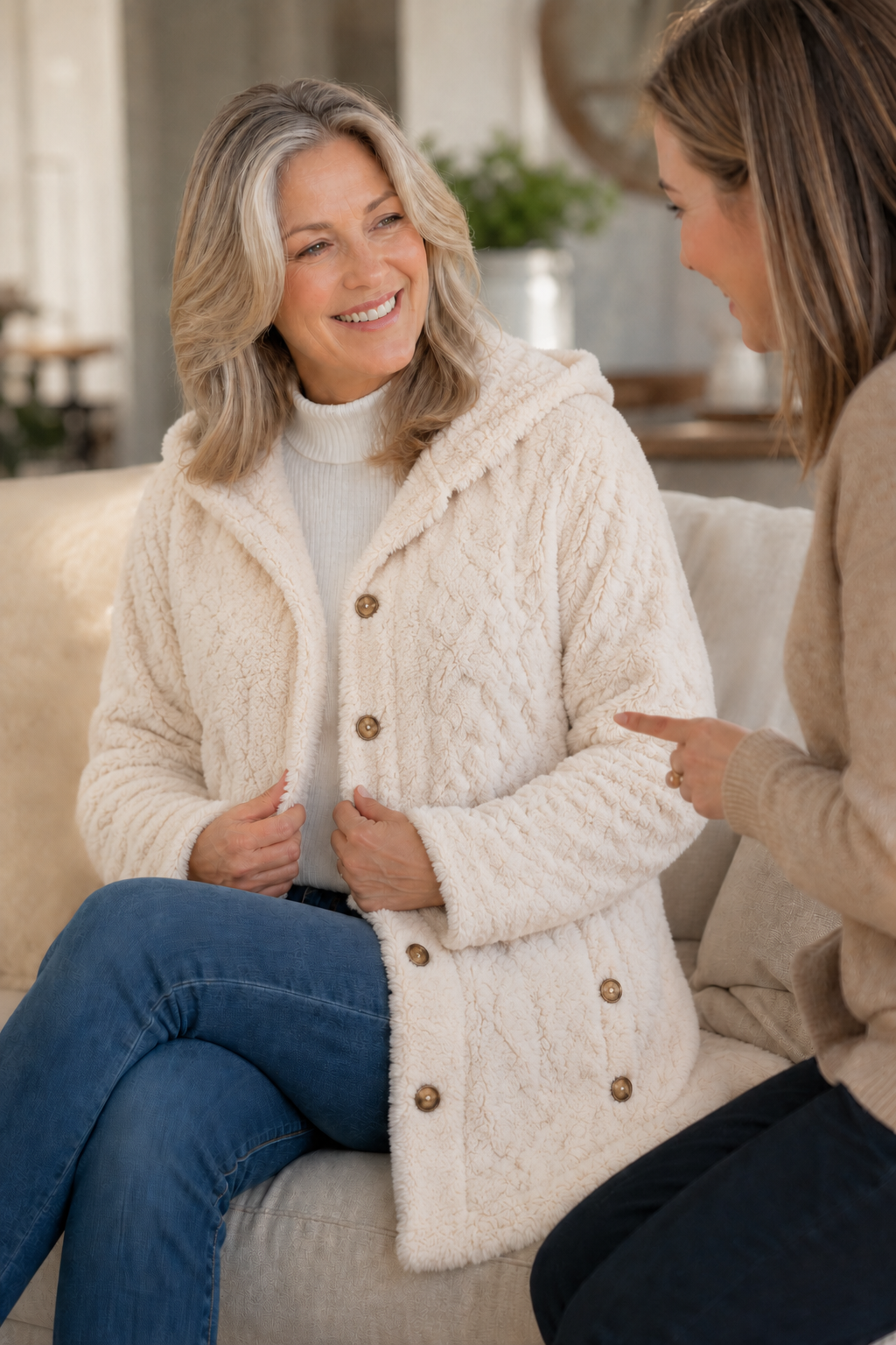 Cable-Knit Hooded Longline Coat