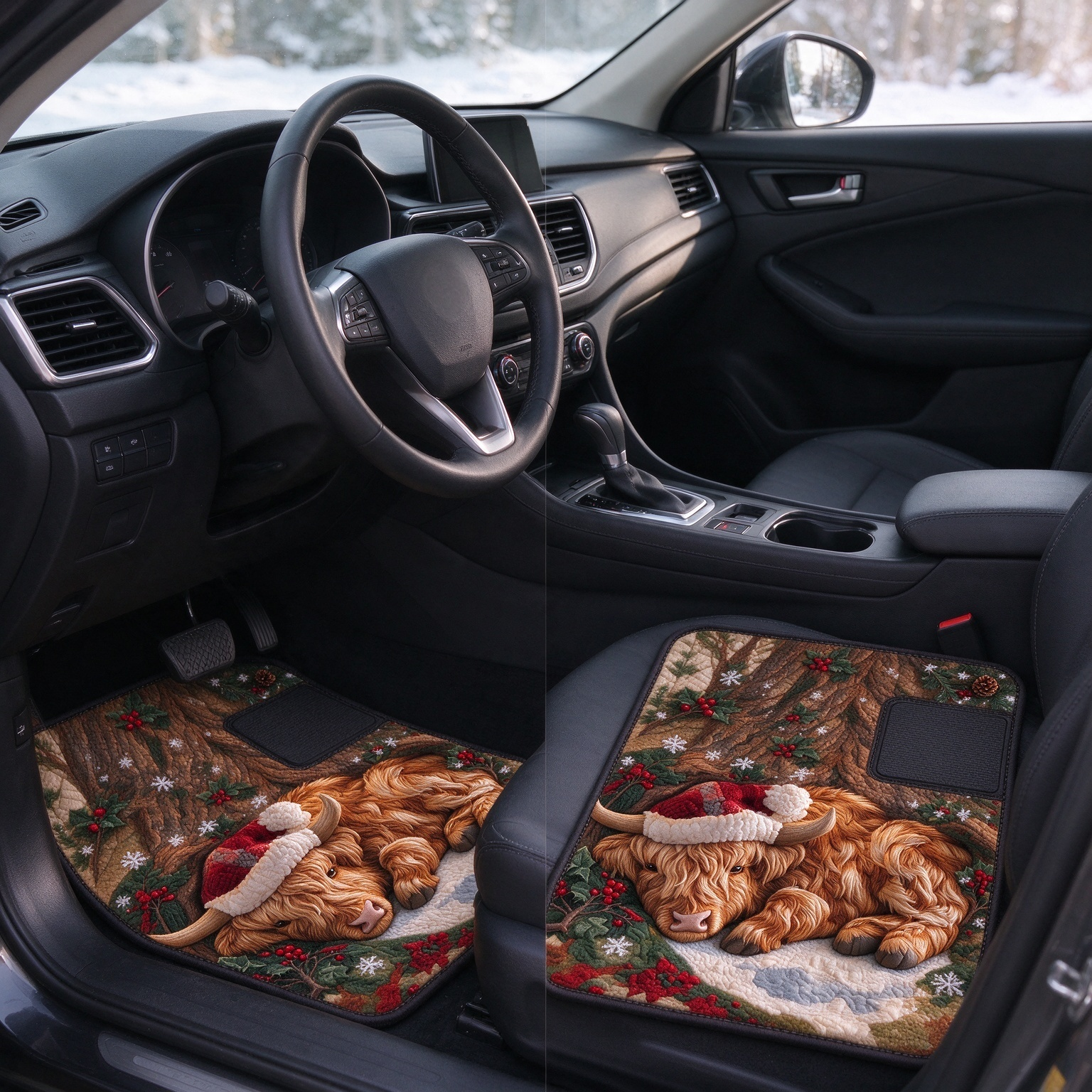 Quilted Spotted Deer Winter Car Cushion