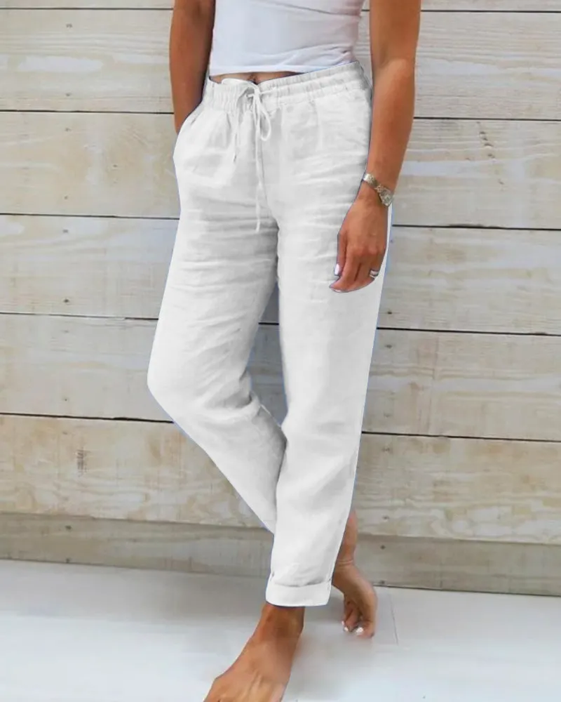 💃 Limited-Time Best Seller 🌸 Women's Elastic-Waist Cotton-Linen Casual Pants