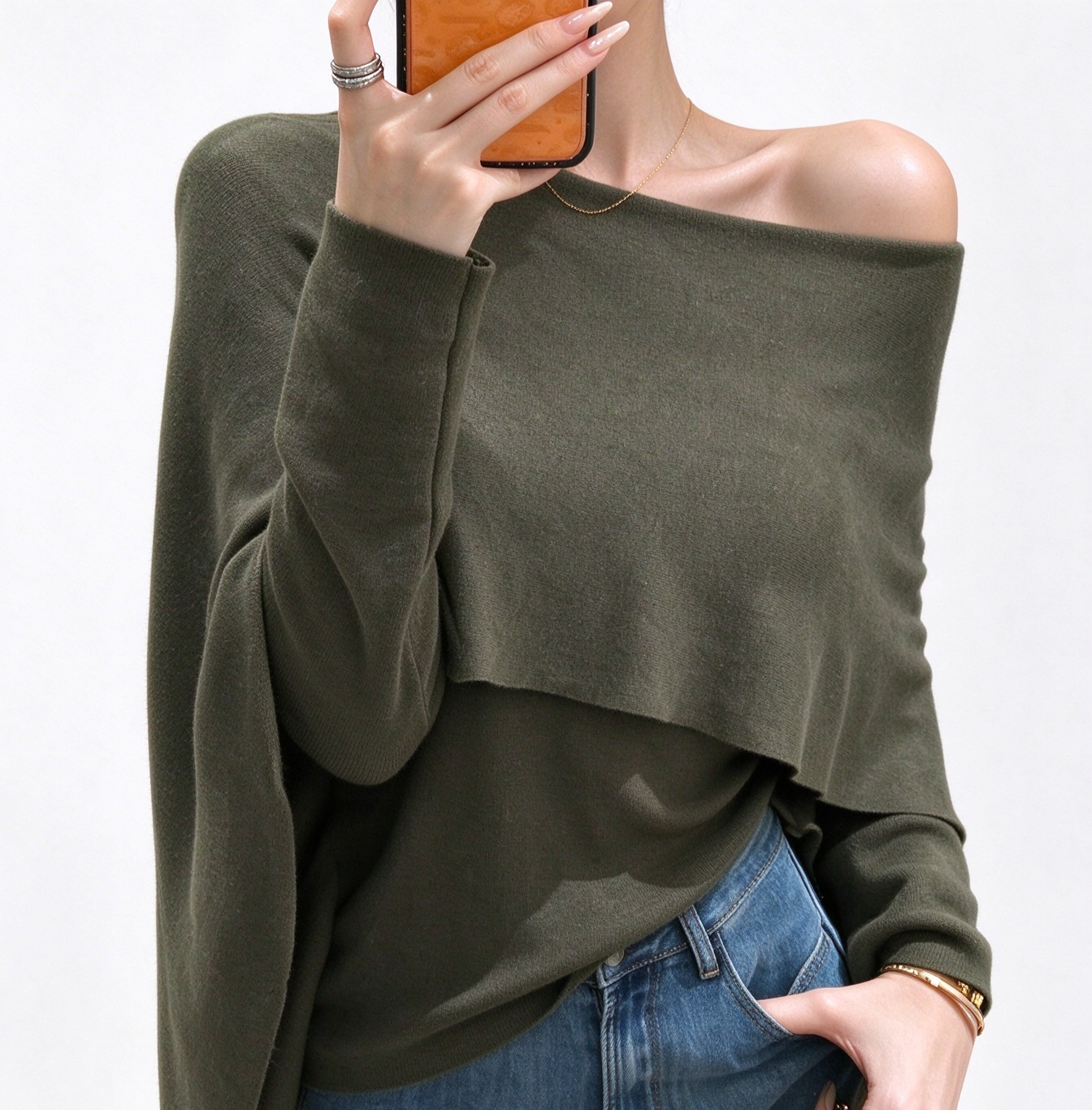 Women's Layered Knit Sweater – Faux Two-Piece Pullover Top