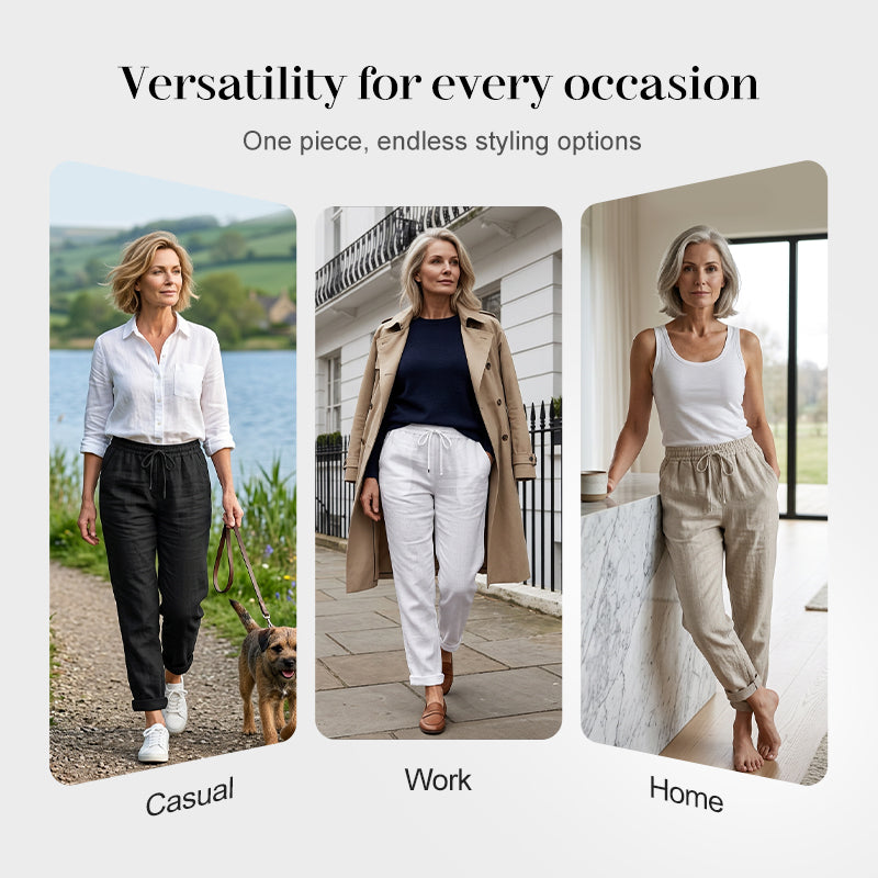 💃 Limited-Time Best Seller 🌸 Women's Elastic-Waist Cotton-Linen Casual Pants