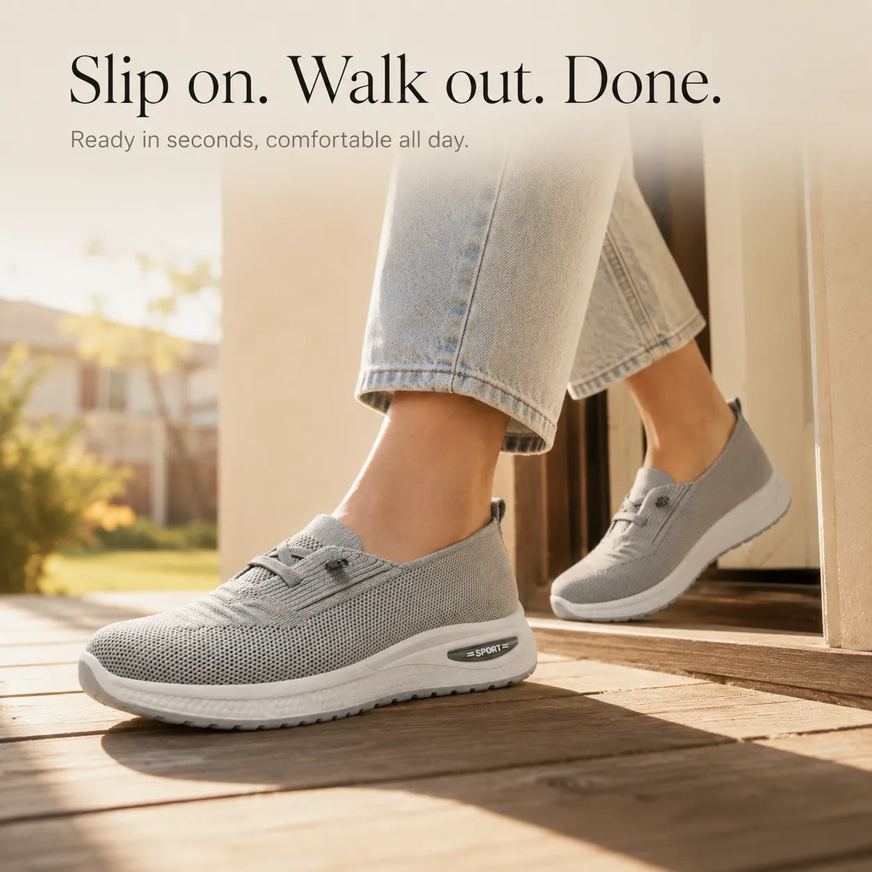 Knit Mesh Slip On Sneakers for Women, Cushioned Everyday Walking Shoes
