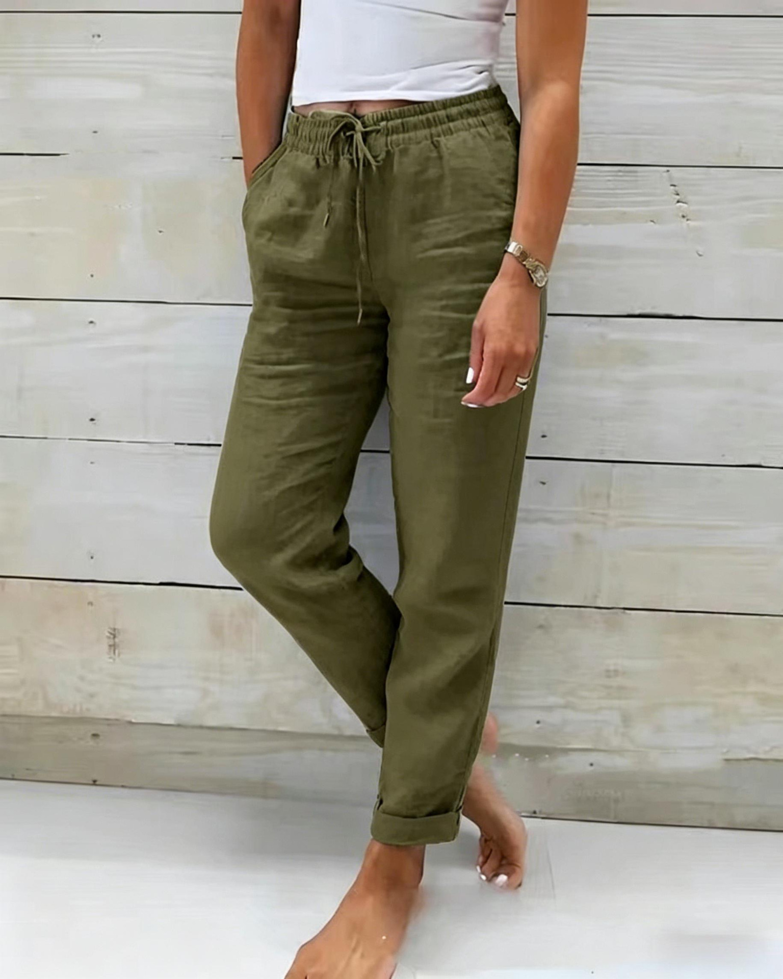 💃 Limited-Time Best Seller 🌸 Women's Elastic-Waist Cotton-Linen Casual Pants