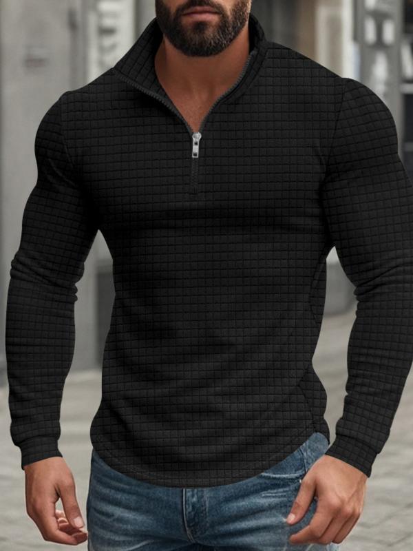  Men's Regular Fit Plain Half Zip Up Sweatshirt