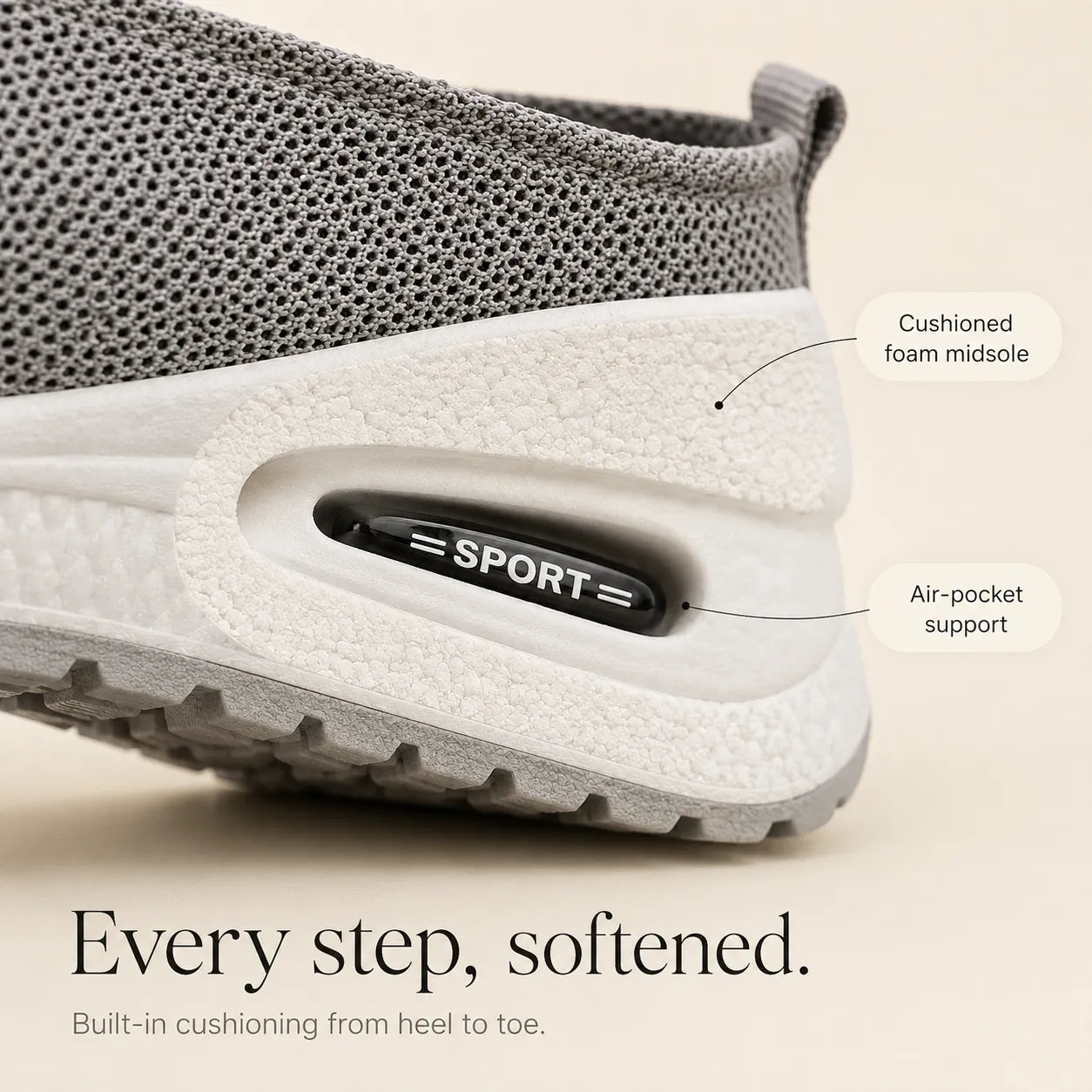Knit Mesh Slip On Sneakers for Women, Cushioned Everyday Walking Shoes