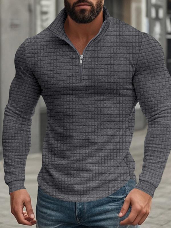  Men's Regular Fit Plain Half Zip Up Sweatshirt