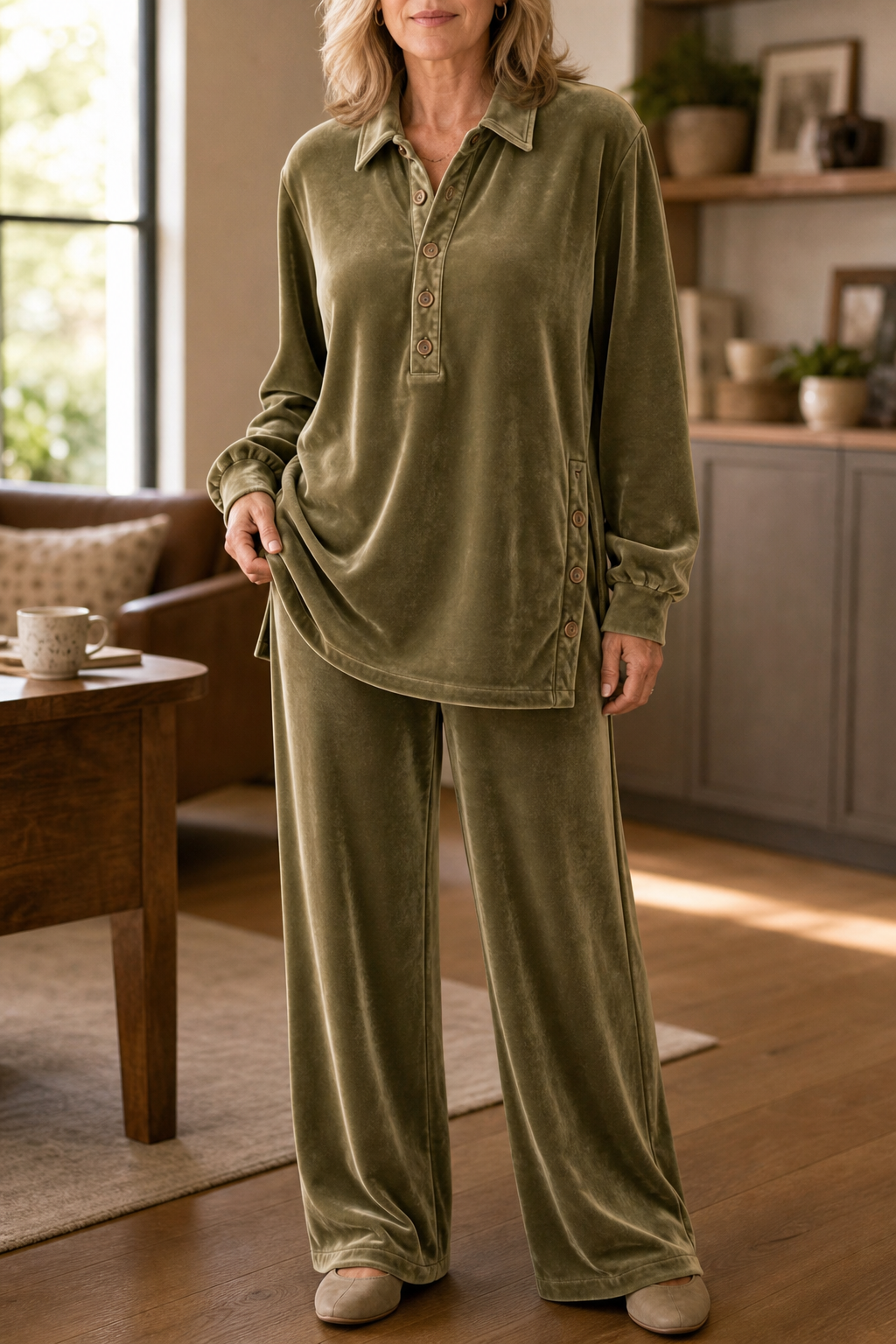 Oversized Velvet-Look Two-Piece Lounge Set