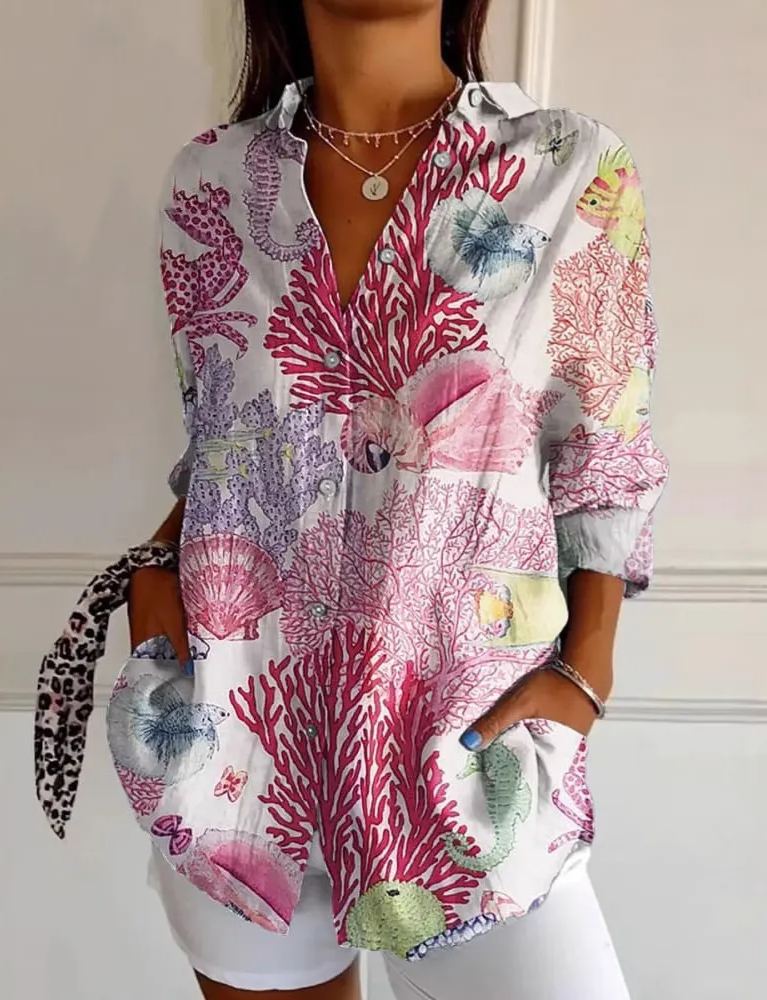 Floral Print Collared Button Down Shirt