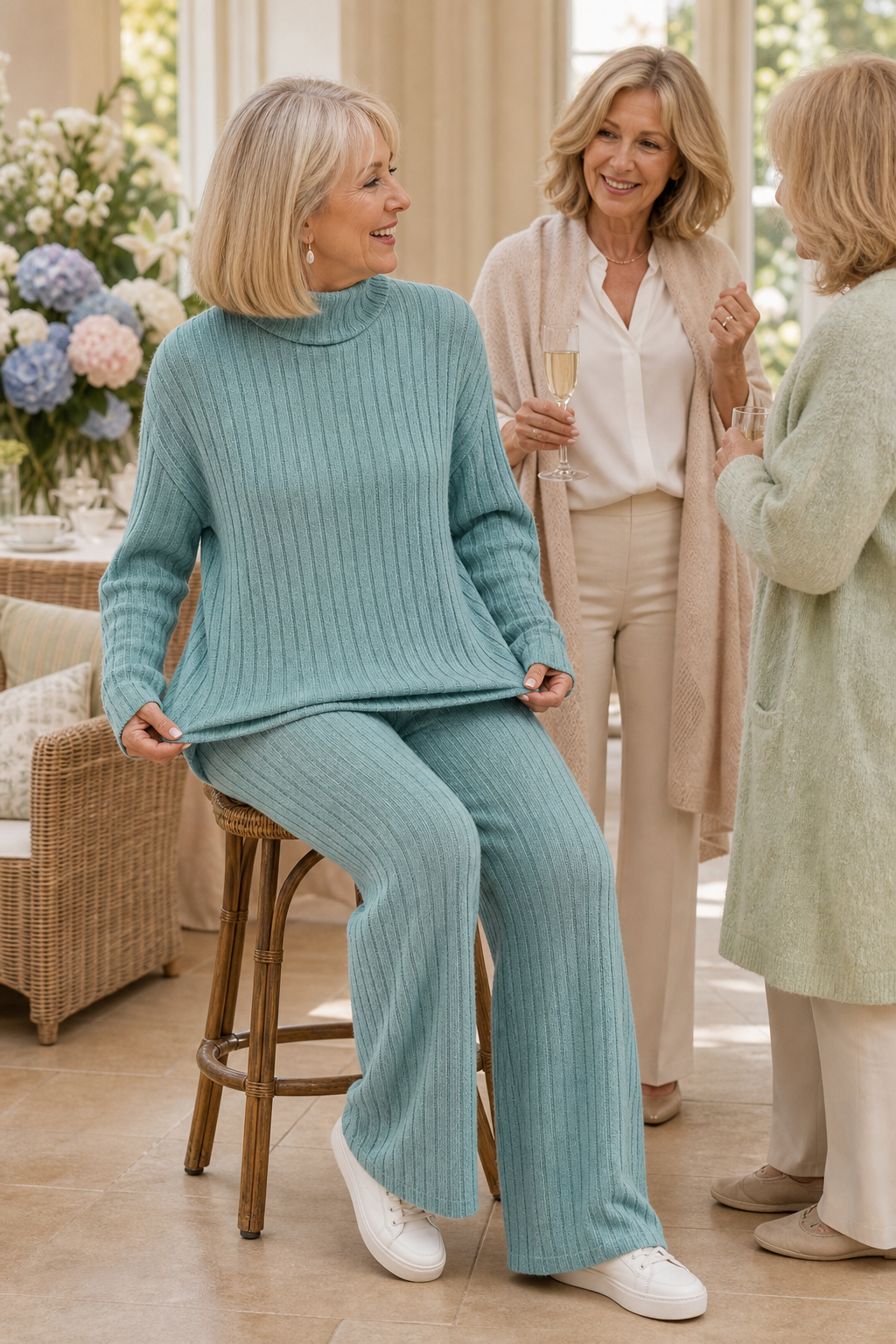 Ribbed Knit Two-Piece Sweater Set