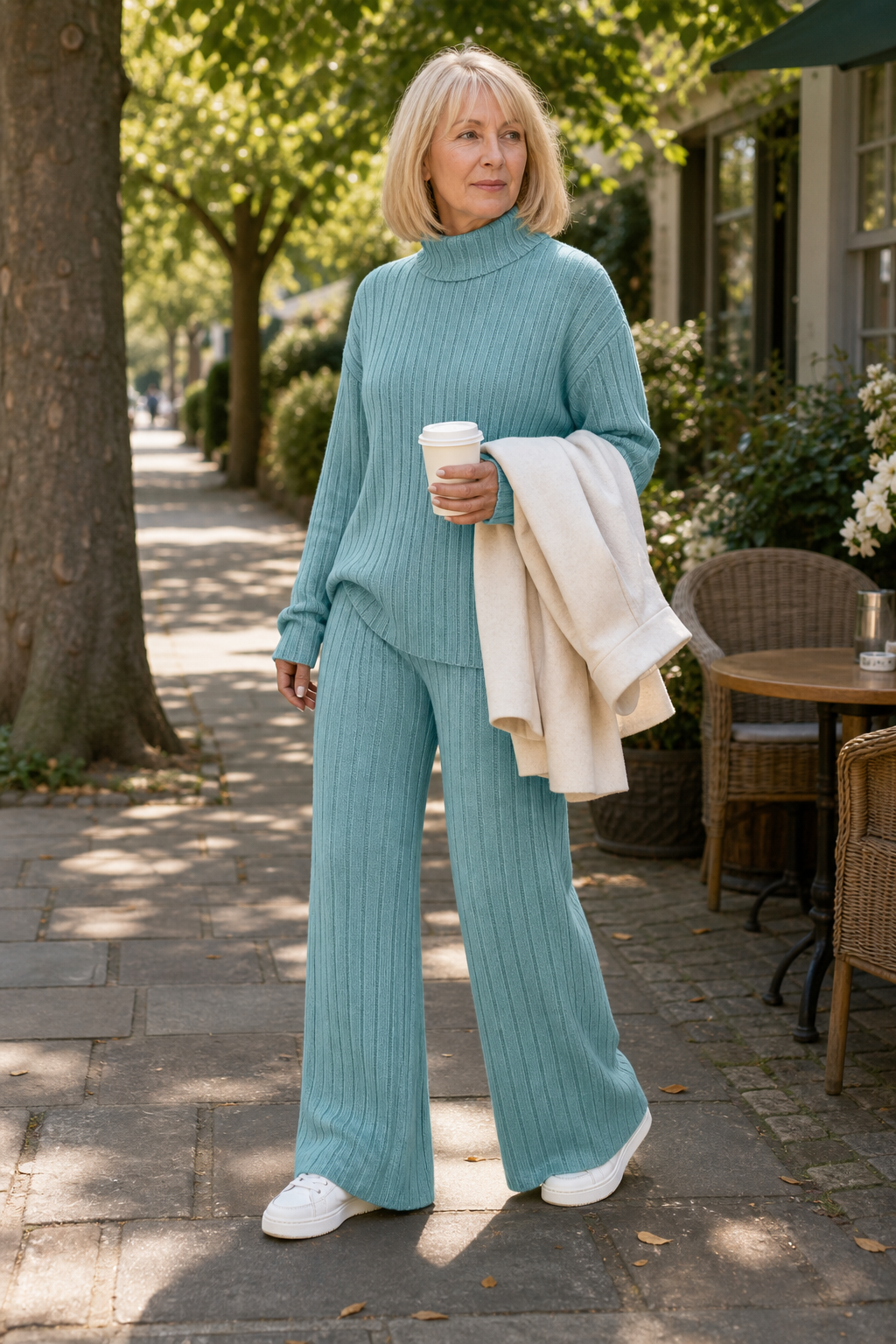 Ribbed Knit Two-Piece Sweater Set