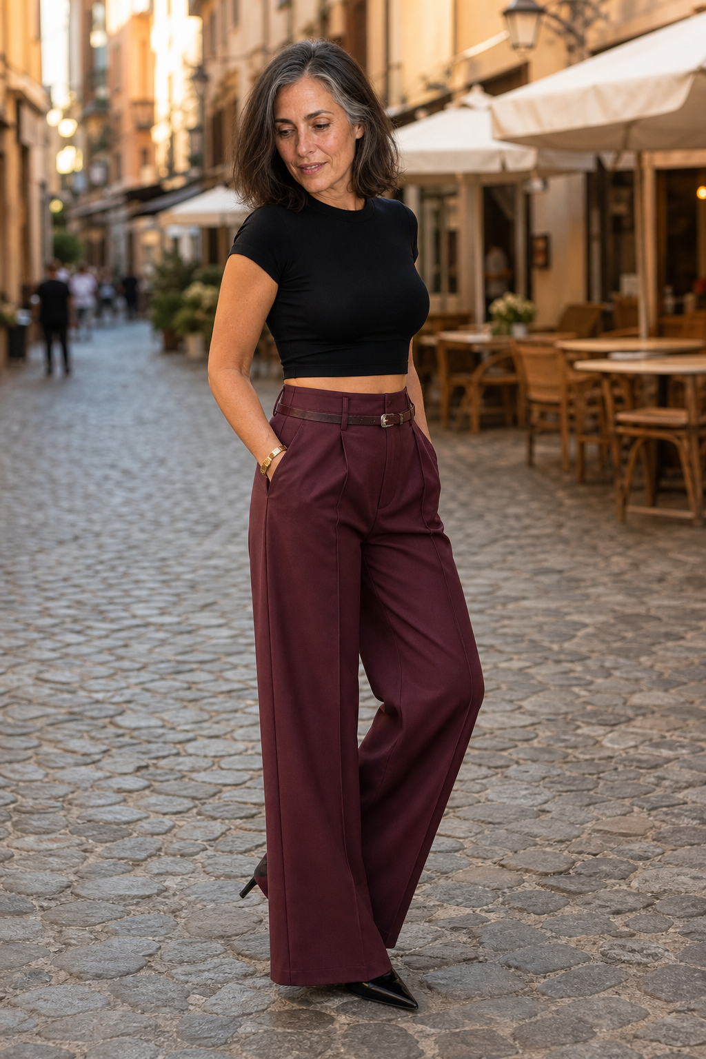 High-Waisted Wide-Leg Trousers With Belt