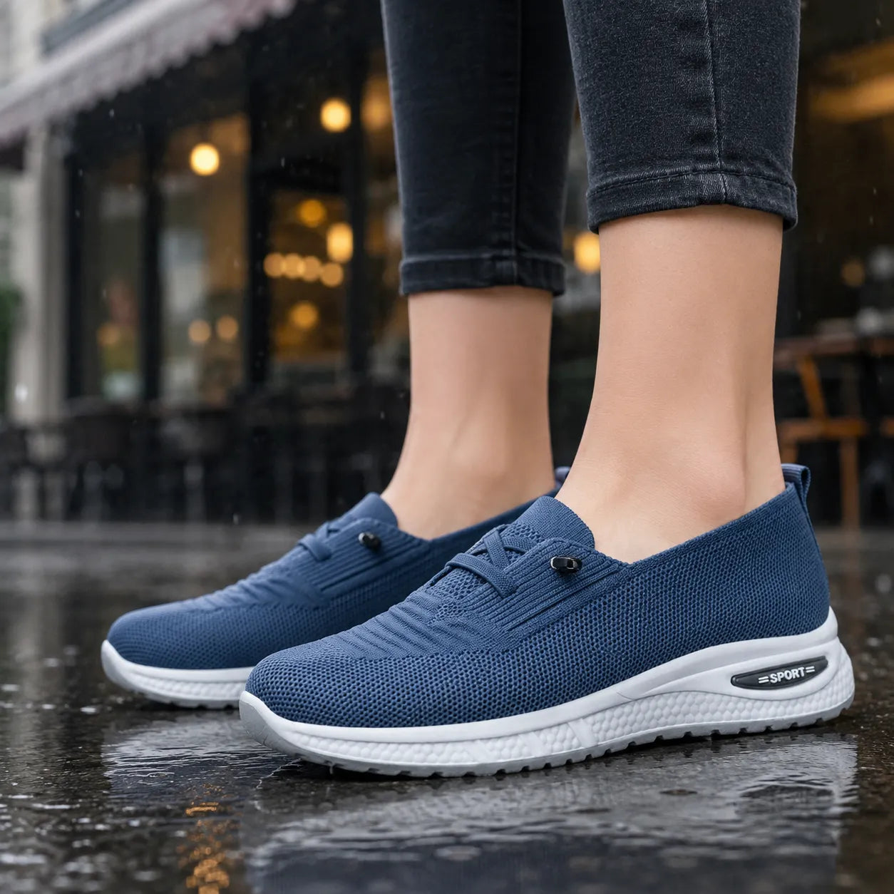 Knit Mesh Slip On Sneakers for Women, Cushioned Everyday Walking Shoes