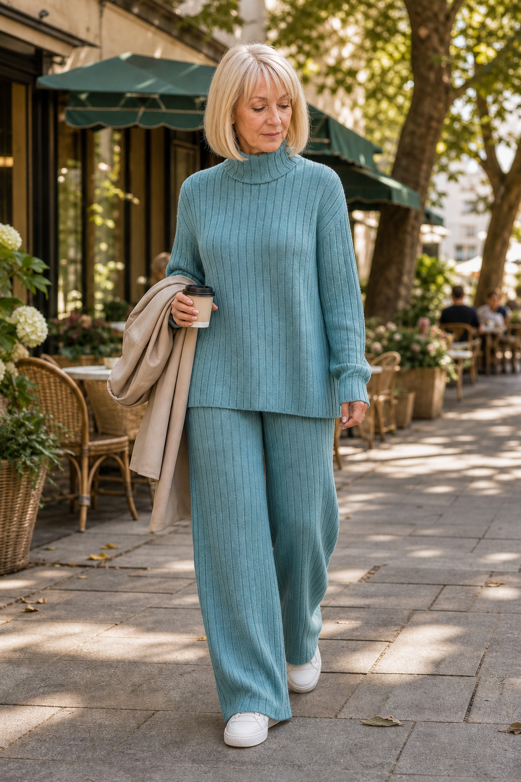 Ribbed Knit Two-Piece Sweater Set