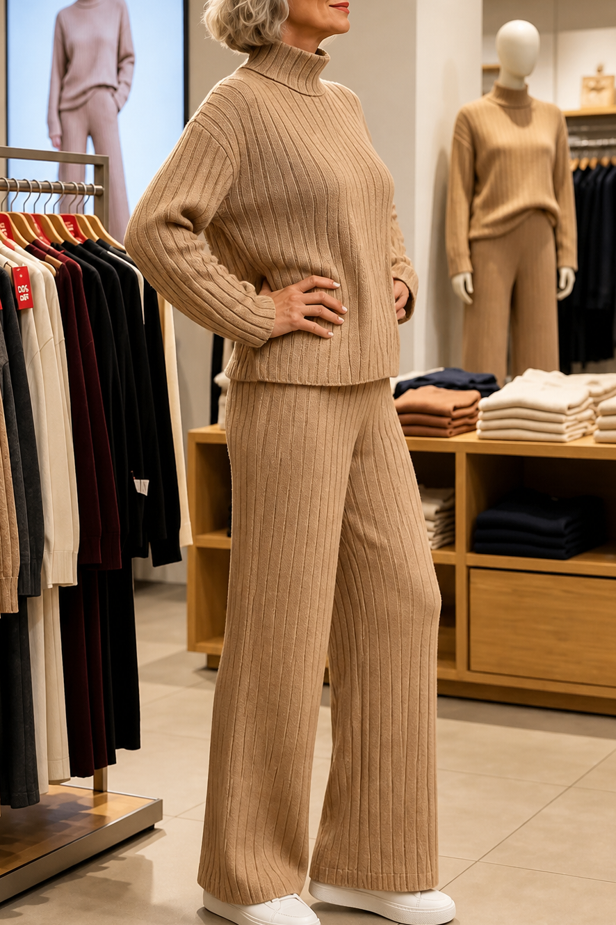 Ribbed Knit Two-Piece Sweater Set