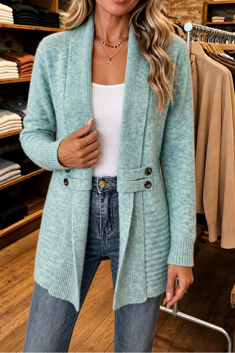  Double-Breasted Belted Knit Cardigan