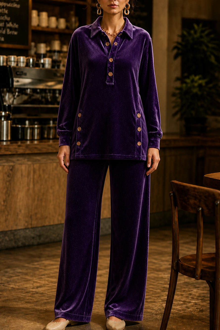 Oversized Velvet-Look Two-Piece Lounge Set