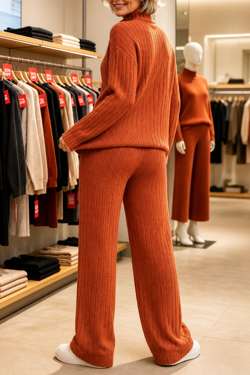 Ribbed Knit Two-Piece Sweater Set