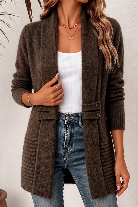  Double-Breasted Belted Knit Cardigan