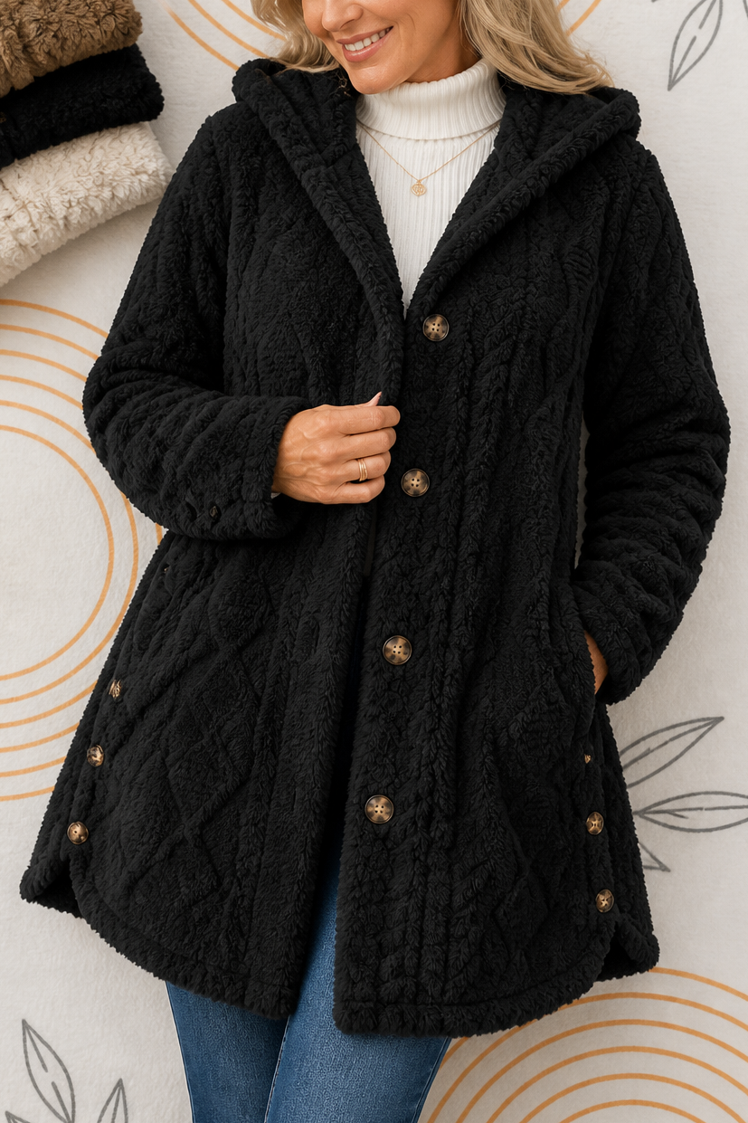 Cable-Knit Hooded Longline Coat