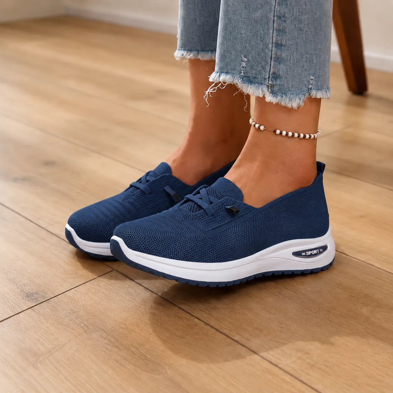 Knit Mesh Slip On Sneakers for Women, Cushioned Everyday Walking Shoes