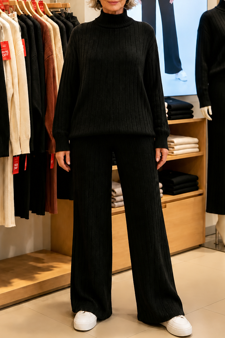 Ribbed Knit Two-Piece Sweater Set