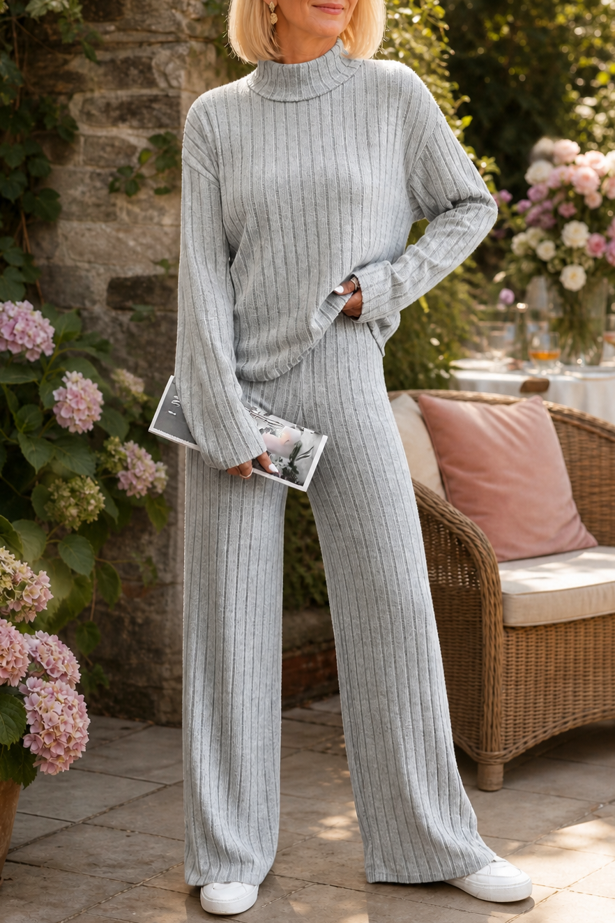 Ribbed Knit Two-Piece Sweater Set