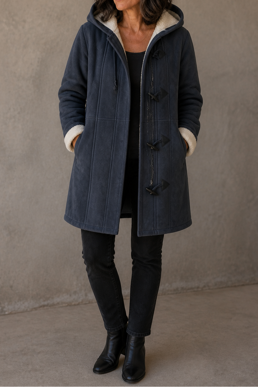 Hooded Faux Suede Coat With Plush Lining
