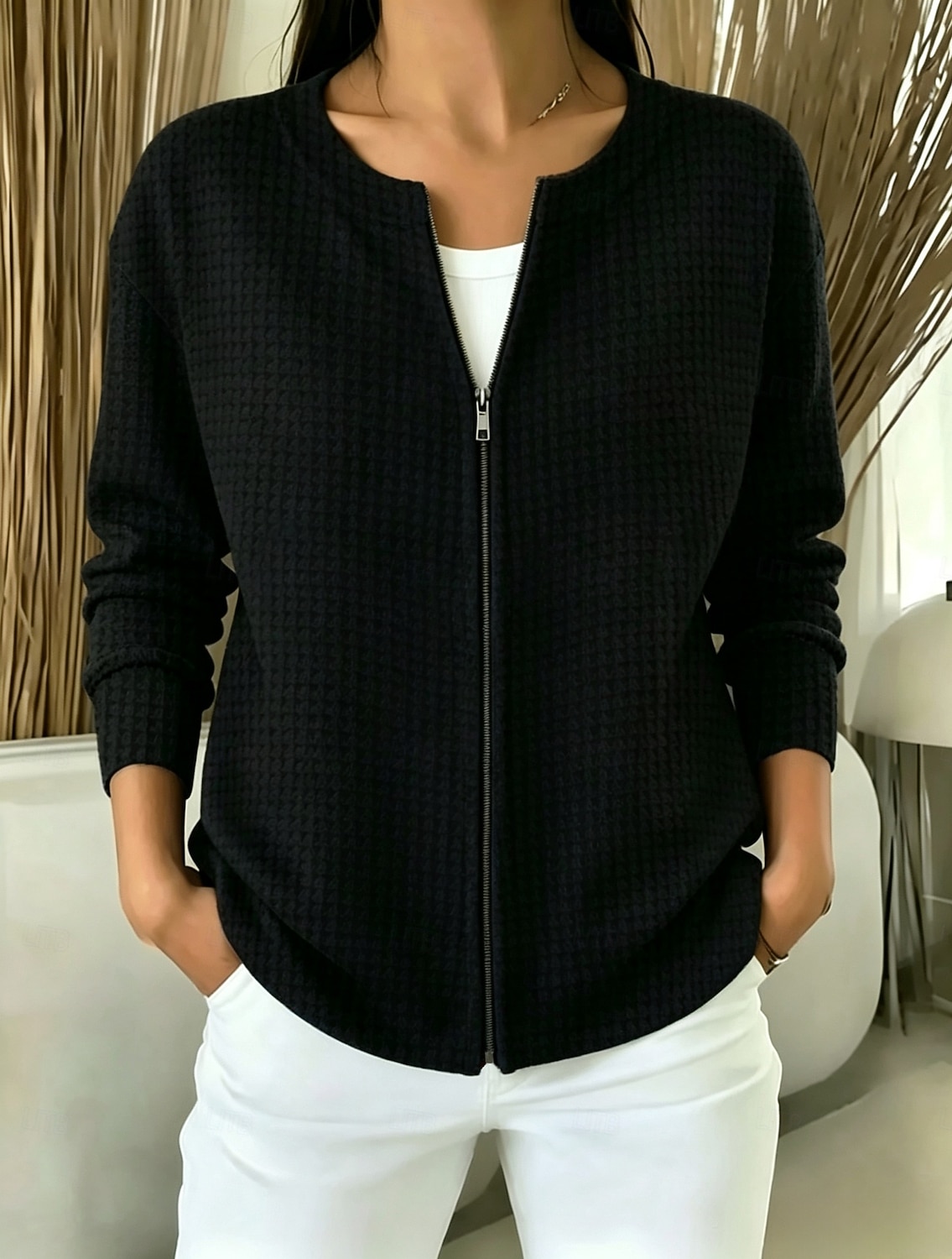 Women's Pullover Plain Vintage Basic Classic Long Sleeve Crew Neck Regular Tops