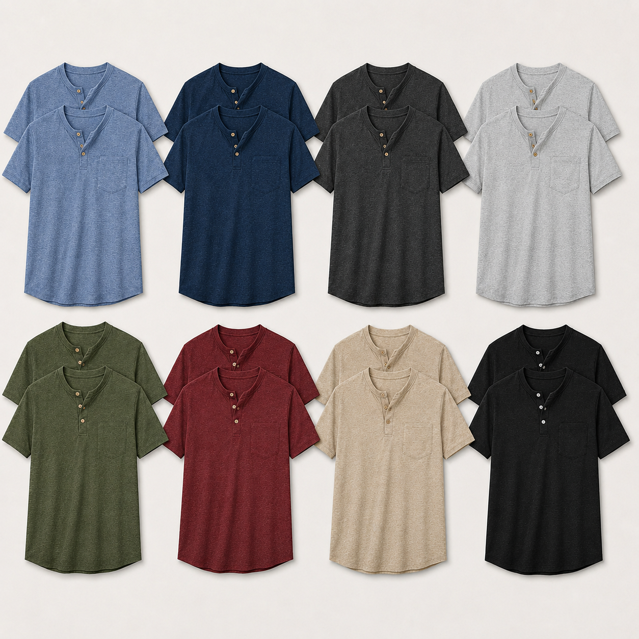Men’s Heathered Henley T-Shirt Multipack