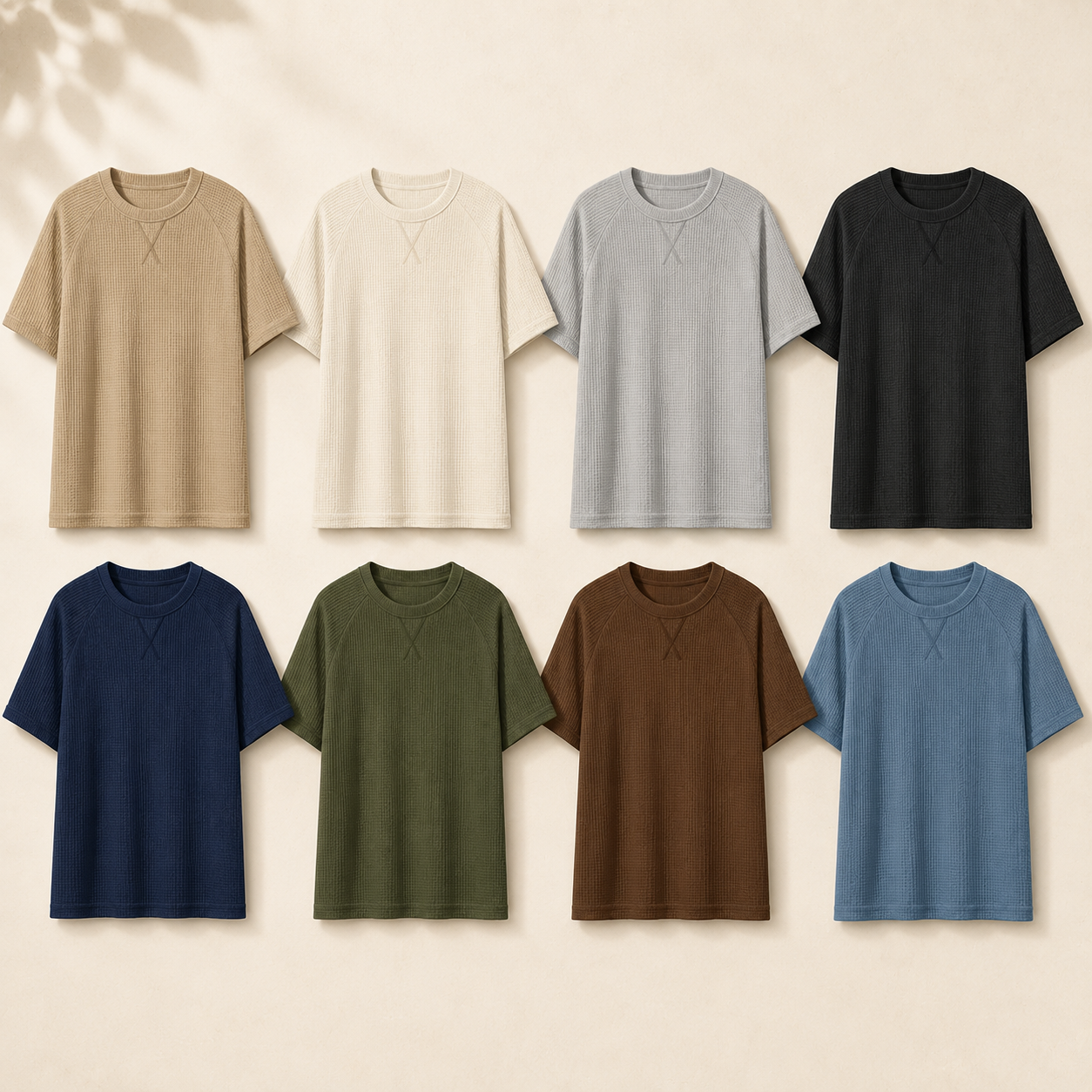 Men's Waffle Knit Short Sleeve Crewneck T-Shirt Set