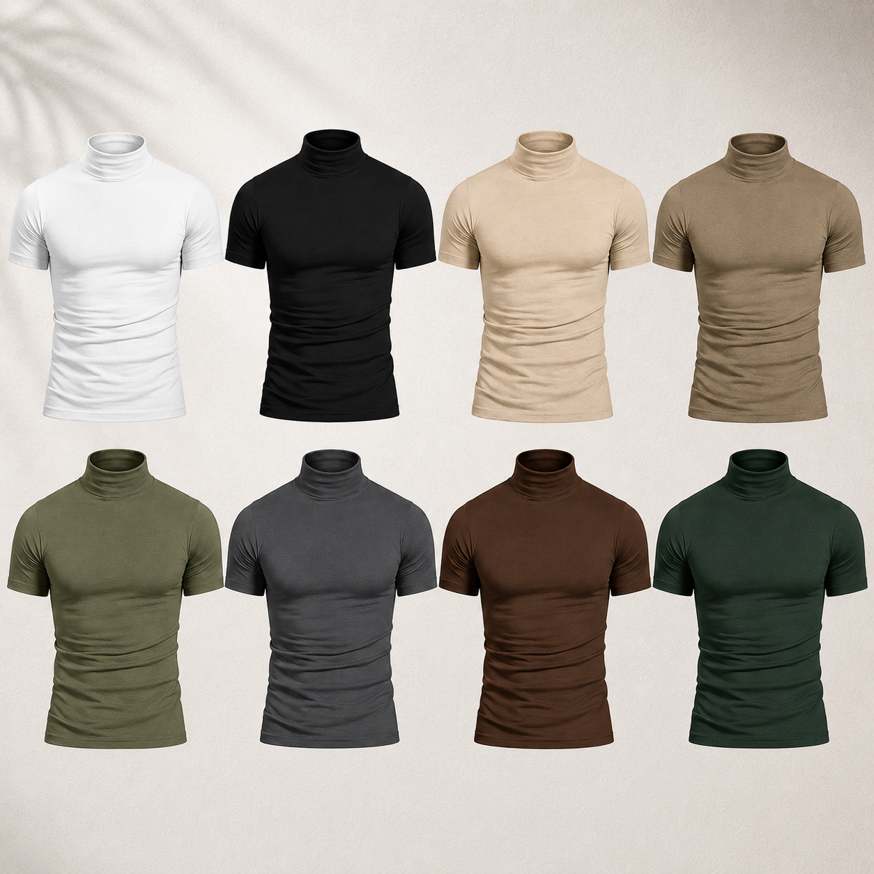 Men's Fitted Short Sleeve Mock Neck T-Shirt Pack