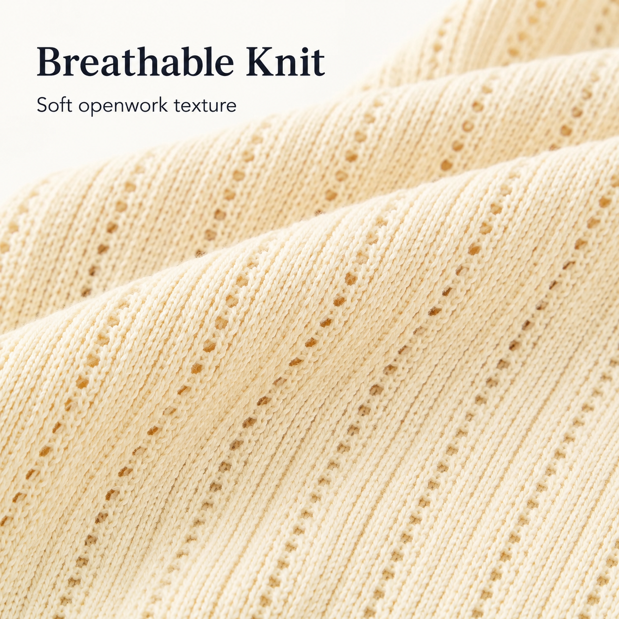 Breathable openwork knit fabric detail