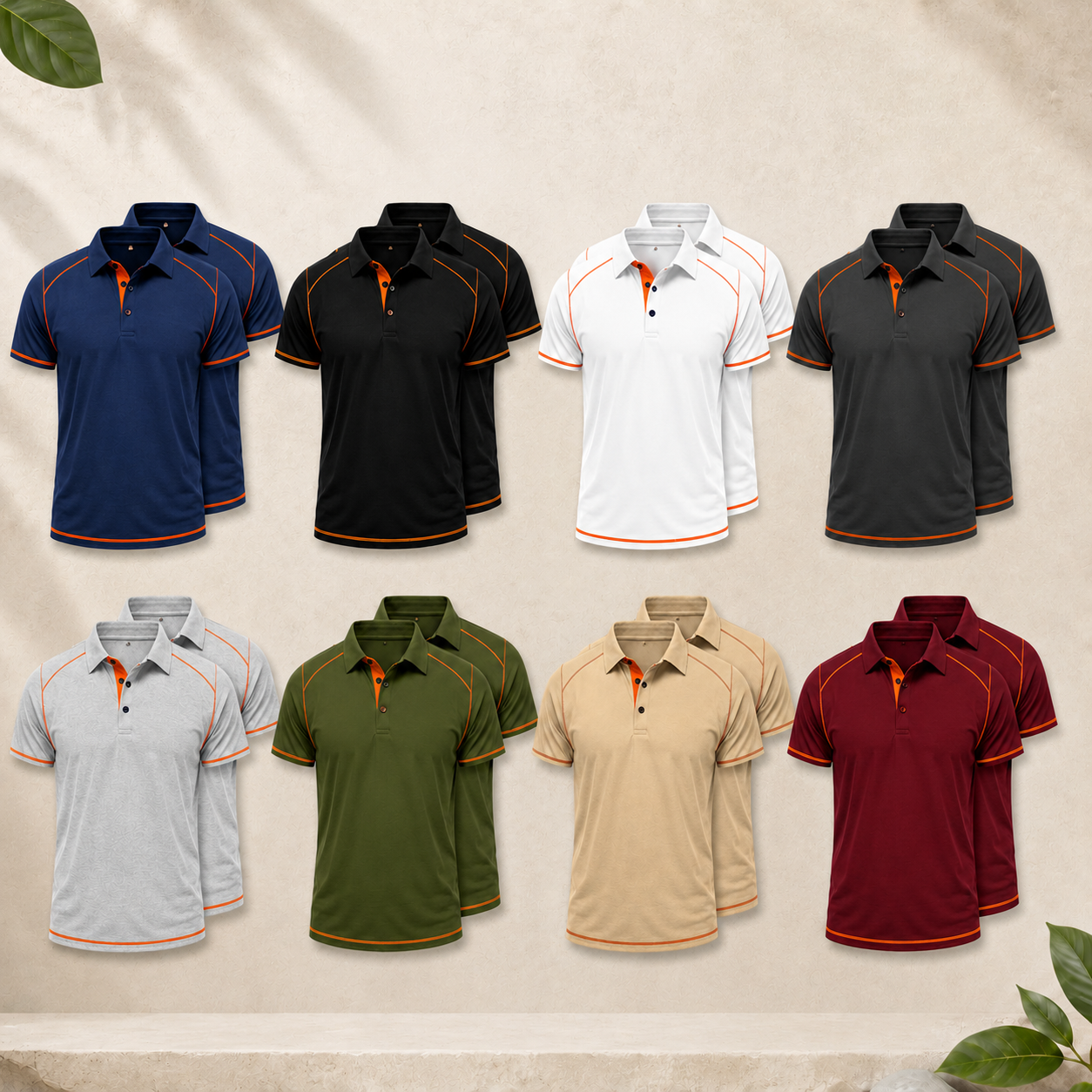 Men's Contrast Trim Polo Shirt Multipack