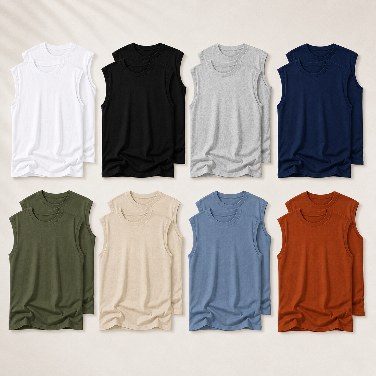 Men's Sleeveless Crew Neck Muscle Tee Multi-Pack