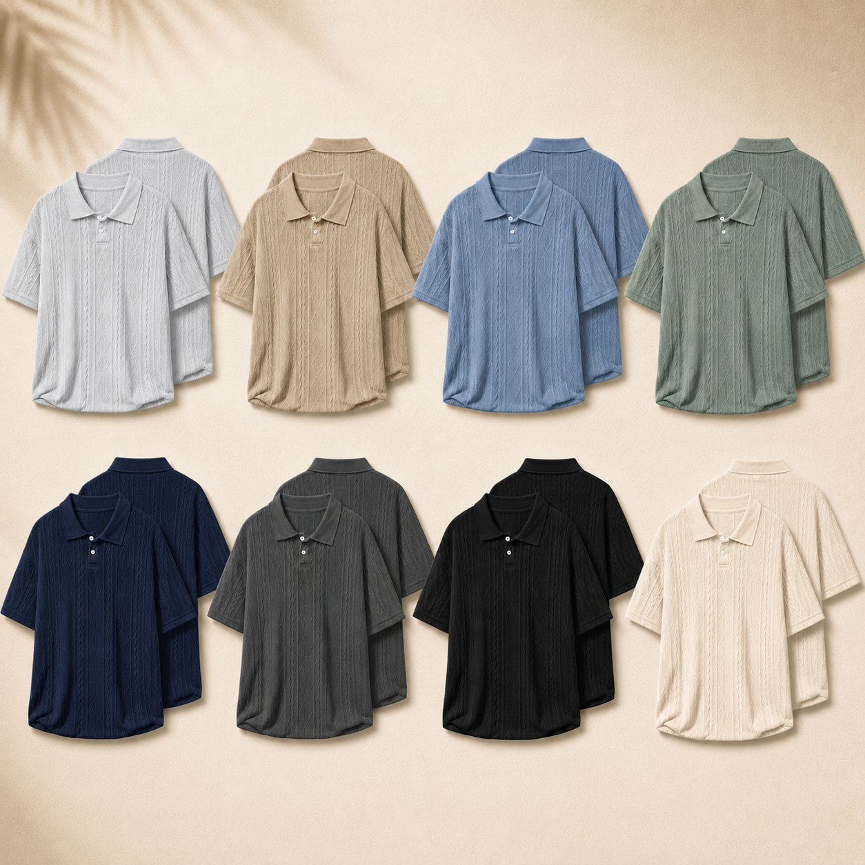 Men's Textured Knit Polo Shirt Multi-Pack