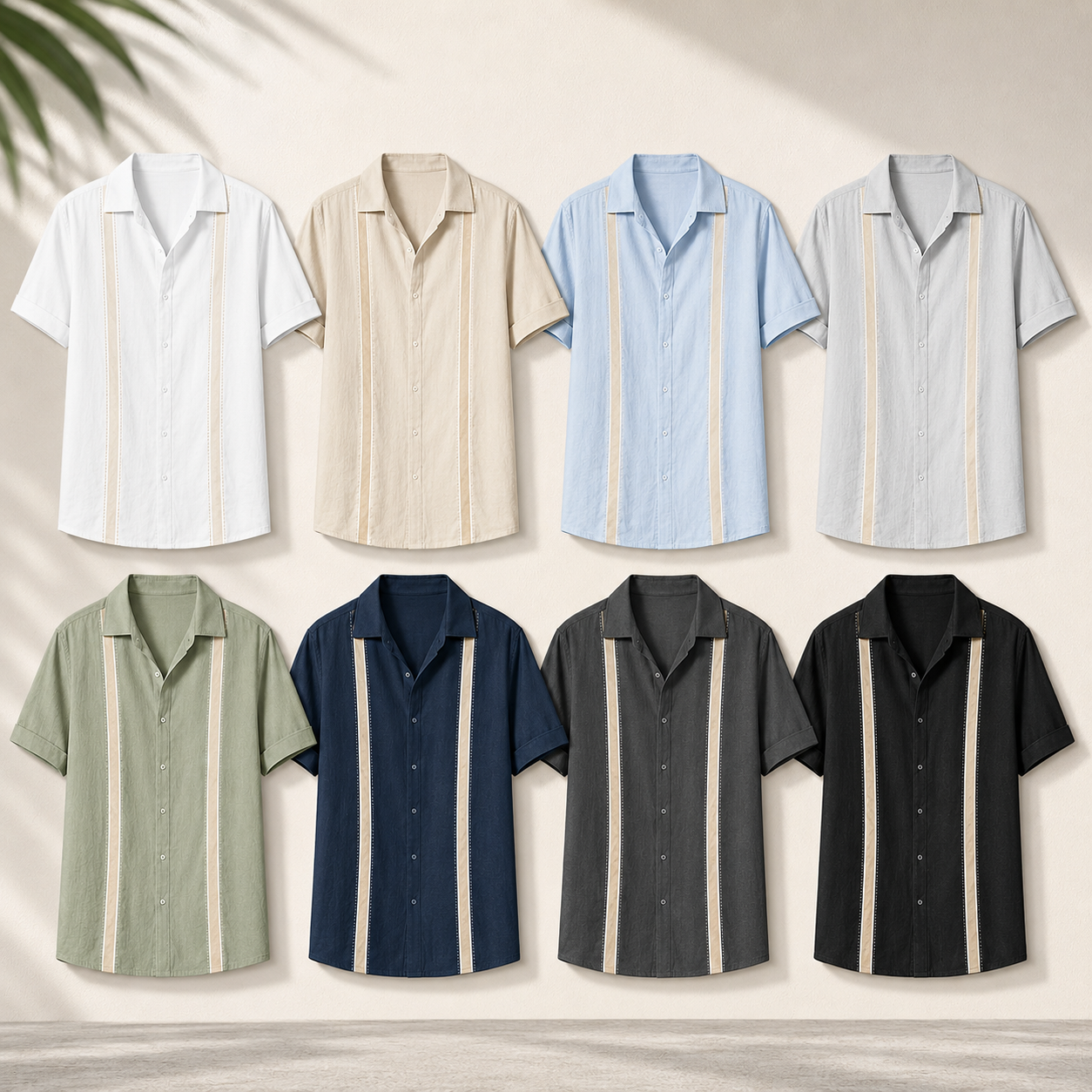 Men's Lightweight Short Sleeve Button-Up Shirt Set