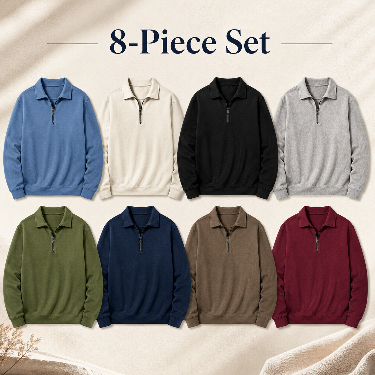 Mixed 8-Pack mens quarter zip pullover sweatshirt set