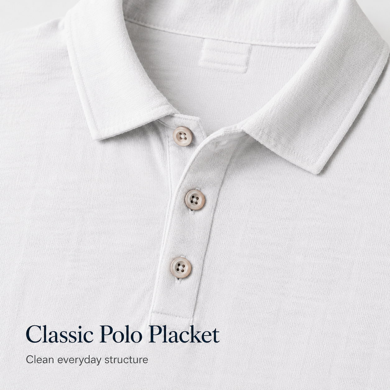 Classic polo placket detail