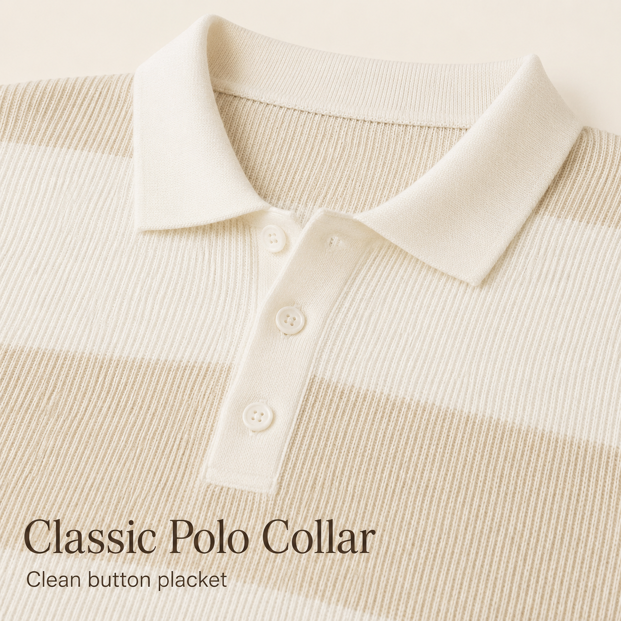 Classic polo collar and button placket detail