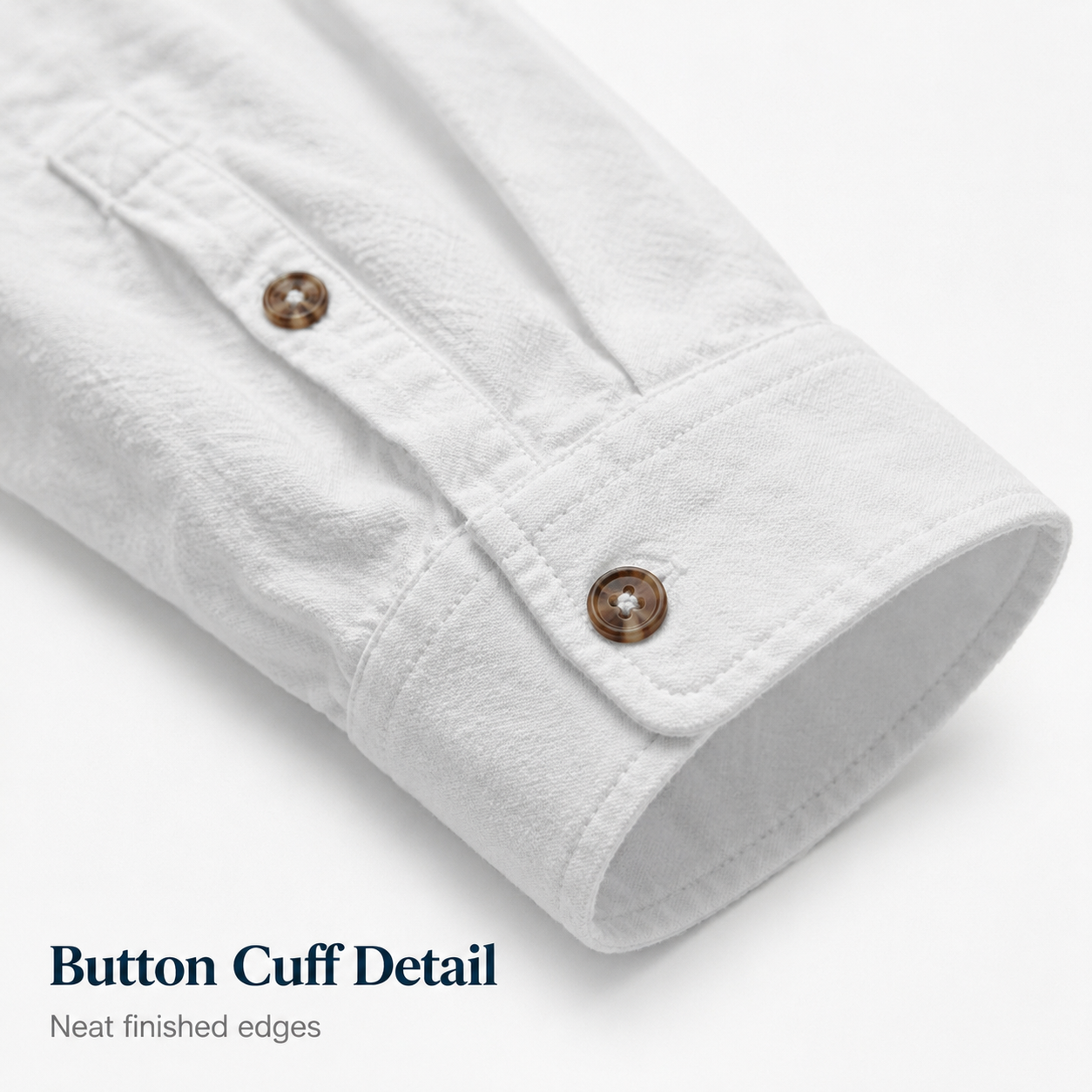 Button cuff and stitched edge detail
