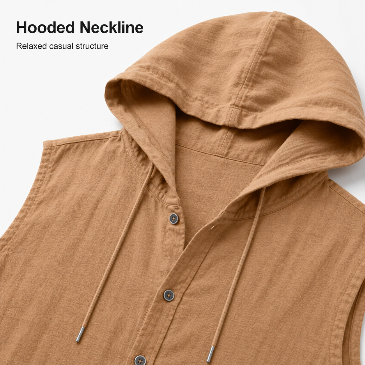 Hooded neckline and drawstring detail
