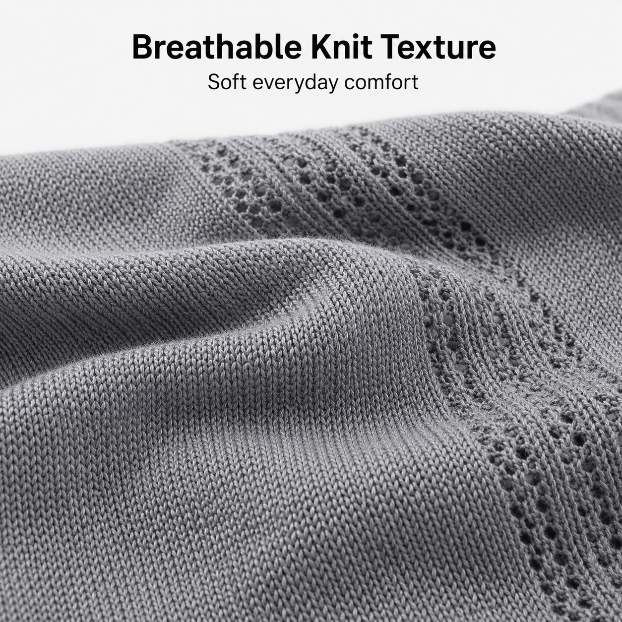Men's textured knit polo breathable knit texture detail