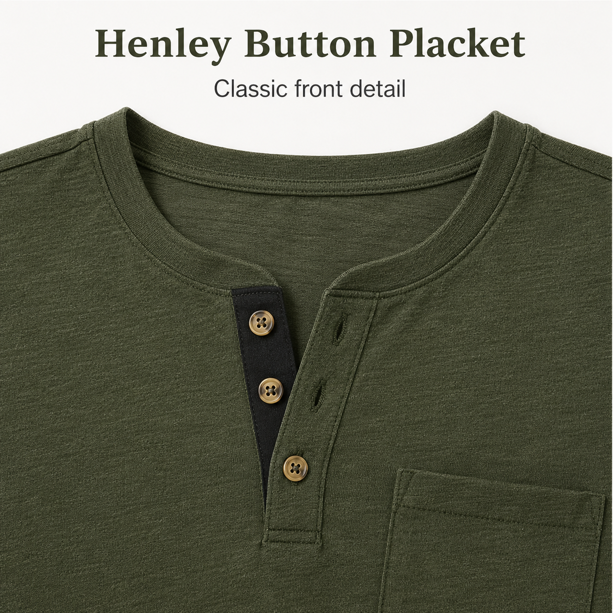 Henley button placket detail on textured knit shirt