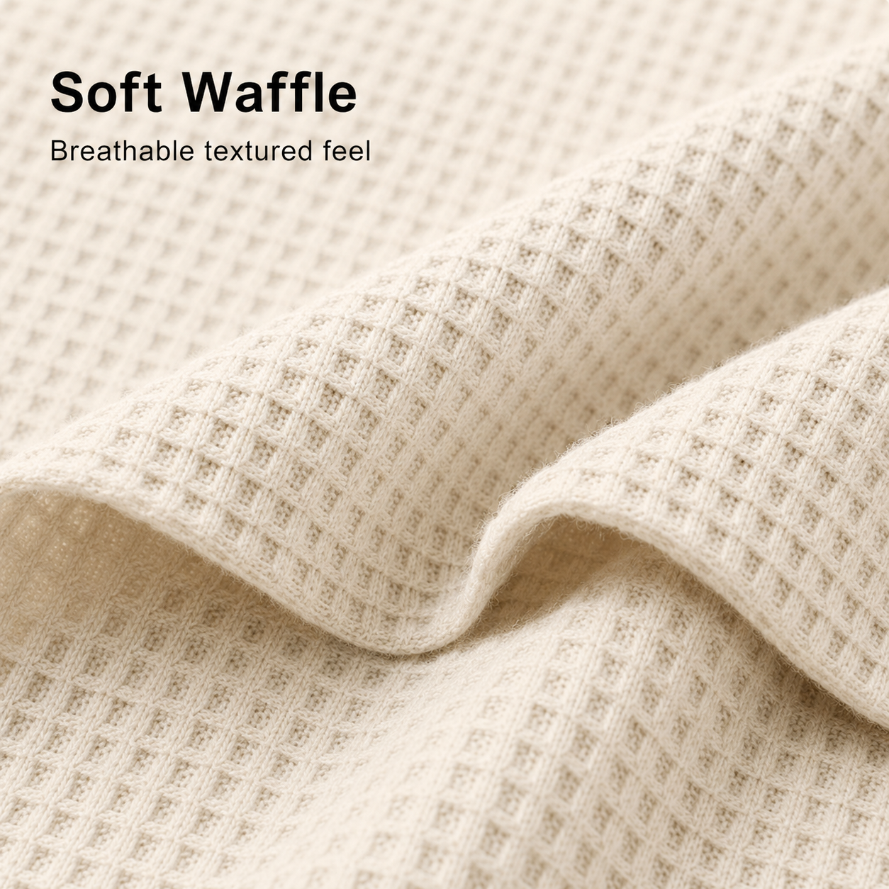Soft waffle texture fabric detail on cream overshirt