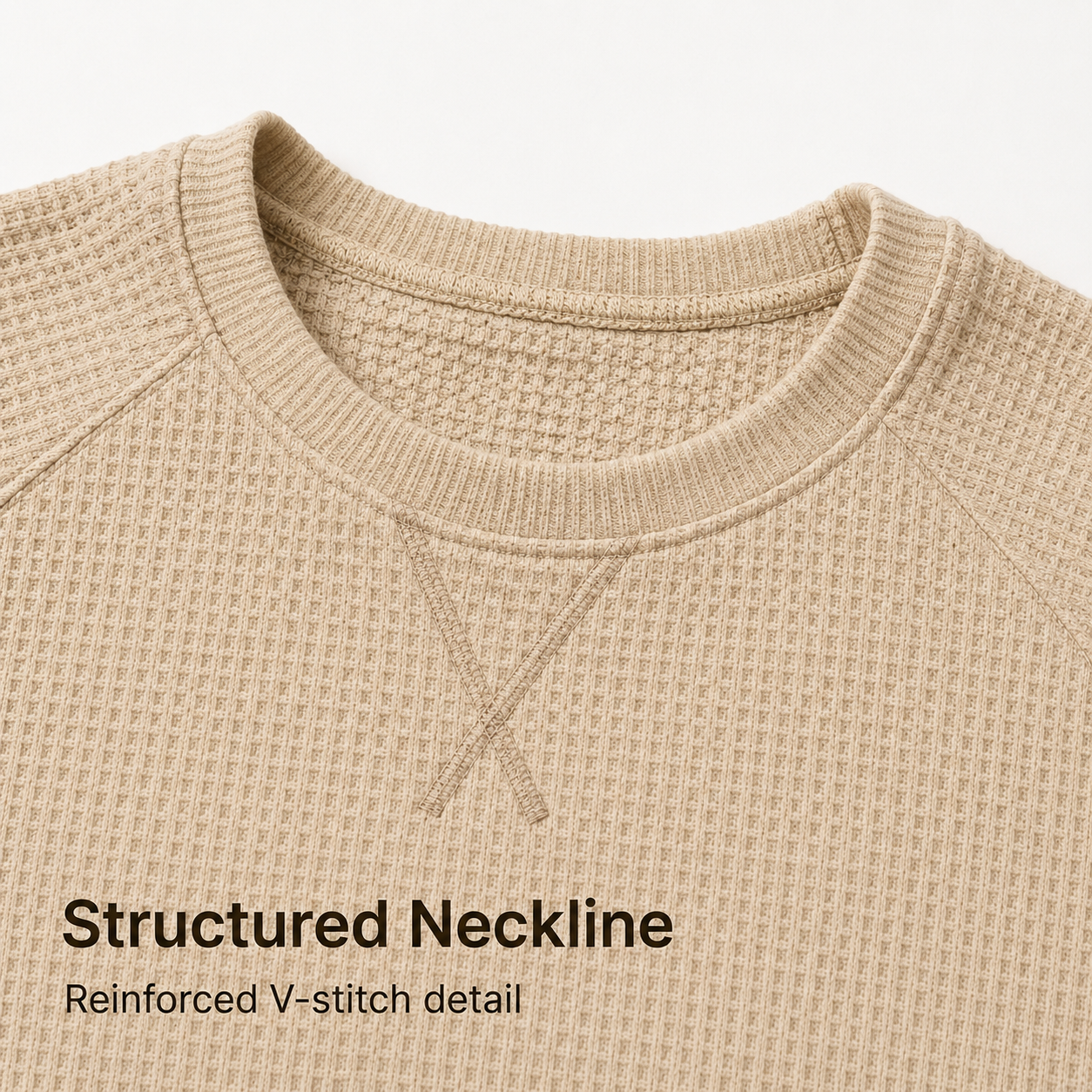 Structured ribbed crewneck and V-stitch detail