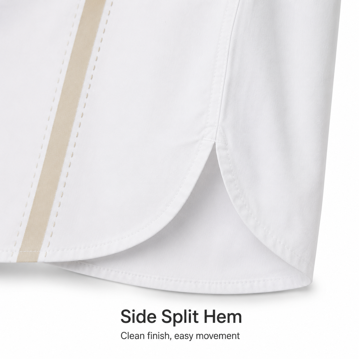Side split hem and stitched edge detail