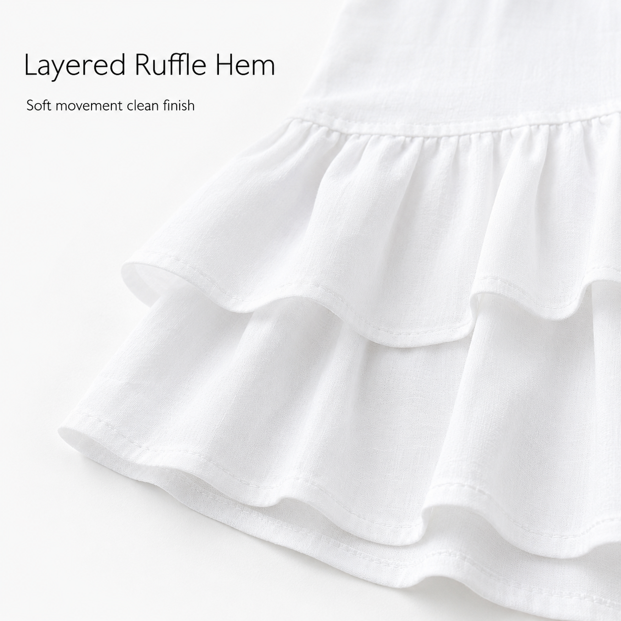 Layered ruffle hem with clean edge finish