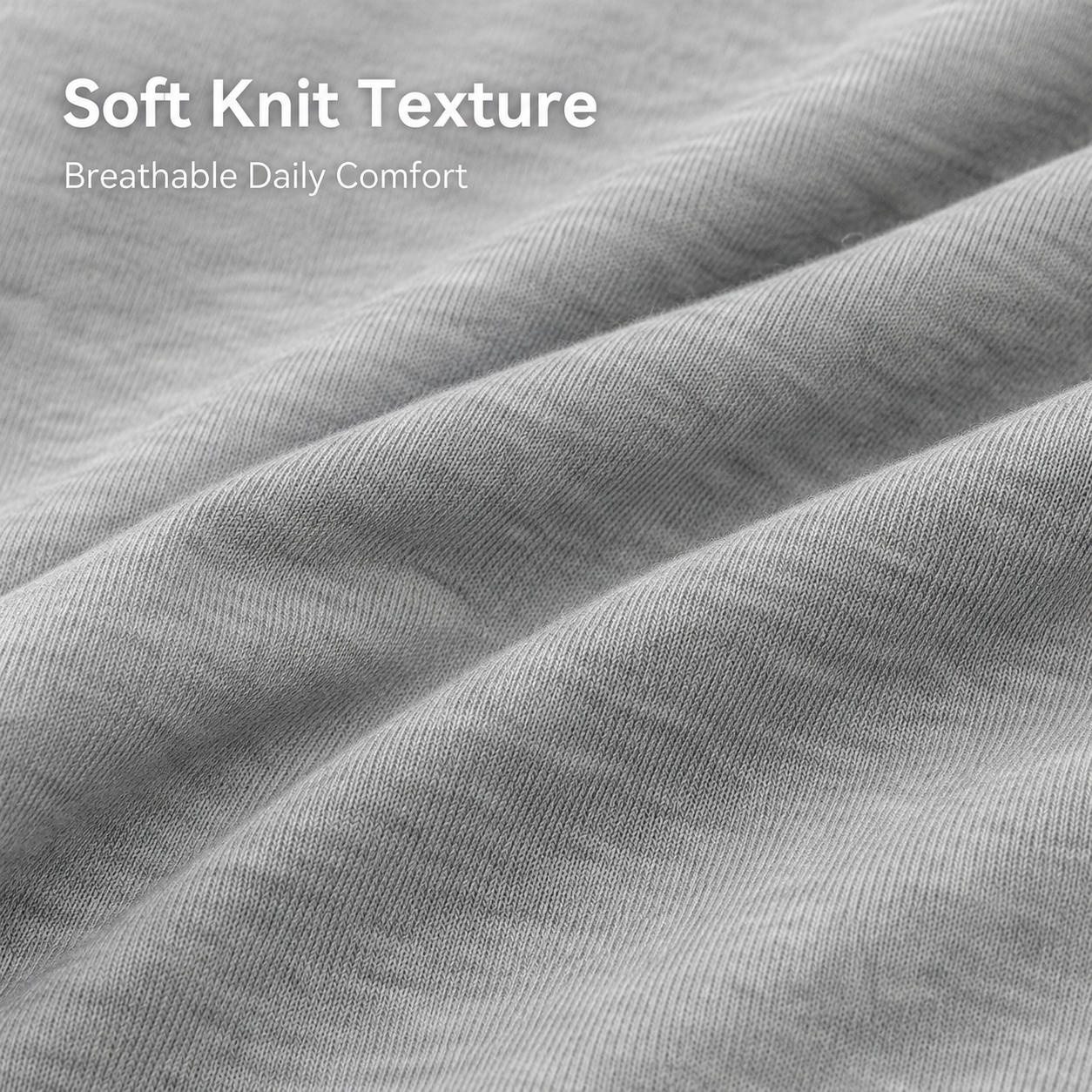Soft knit fabric texture detail of men's V-neck T-shirt